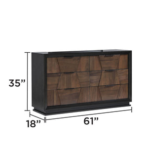 English Elm Houston Queen Bedroom Set Walnut Espresso Wood with Geometric Panel Design B009S01697