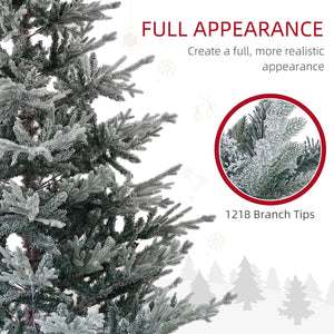 English Elm Homcom 7.5Ft Nordic Pine Snow Flocked Christmas Tree With Easy Assembly & Stable Metal Stand For Holidays W2225P229279