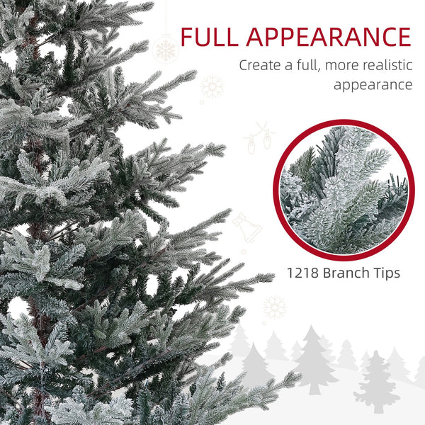 English Elm Homcom 7.5Ft Nordic Pine Snow Flocked Christmas Tree With Easy Assembly & Stable Metal Stand For Holidays W2225P229279