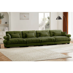English Elm Super Comfort Modular Velvet Sectional Sofa With Movable Ottoman - Luxurious Olive Green Cloud Couch! W714S01110-GIGA