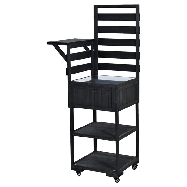 English Elm Topmax Modular Fir Wood Outdoor Kitchen Cart Stainless Steel Prep Station Black N717P417963B