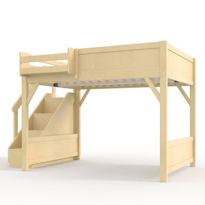 English Elm Twin Low Loft Bed Solid Pine Frame Kids Study Desk Blackboard Storage White Natural W1580S00549