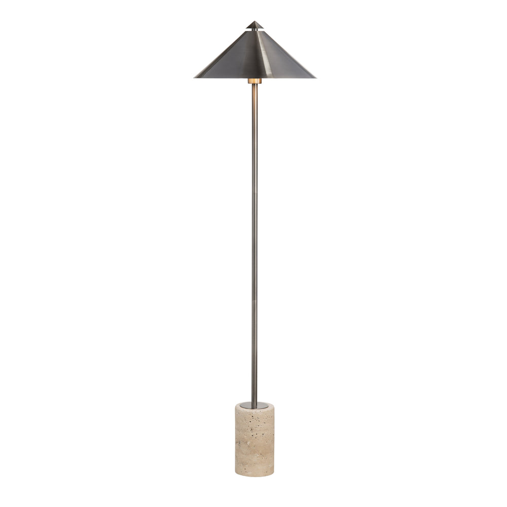 Crestview Collection 58"H Modern Marble Floor Lamp With Sleek Grey Metal Body And Elegant Empire Shade For Any Room   Cvamb0095