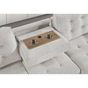 English Elm Gustavo Chalk Upholstered Sleeper Sectional with Storage Chaise and Usb Ports B201S00461