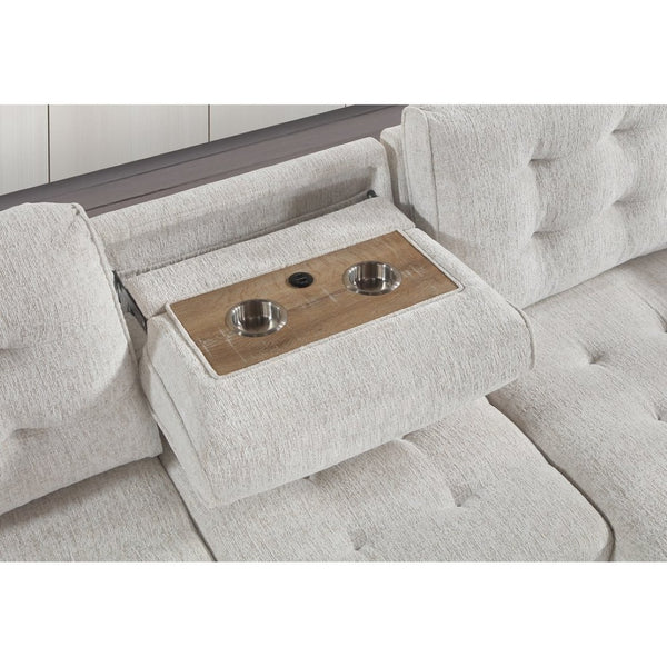 English Elm Gustavo Chalk Upholstered Sleeper Sectional with Storage Chaise and Usb Ports B201S00461