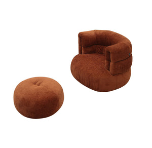 VIG Furniture Divani Casa Shay - Modern Burnt Orange Fabric Accent Chair + Ottoman VGEV-CH325-ORG-SET