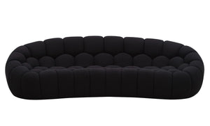 VIG Furniture Yolonda Curved Black Teddy Sofa — Modern Hexagonal Tufted Sculptural Design, Plush Durable Seating VGEV-2126C-SOFA-BLK