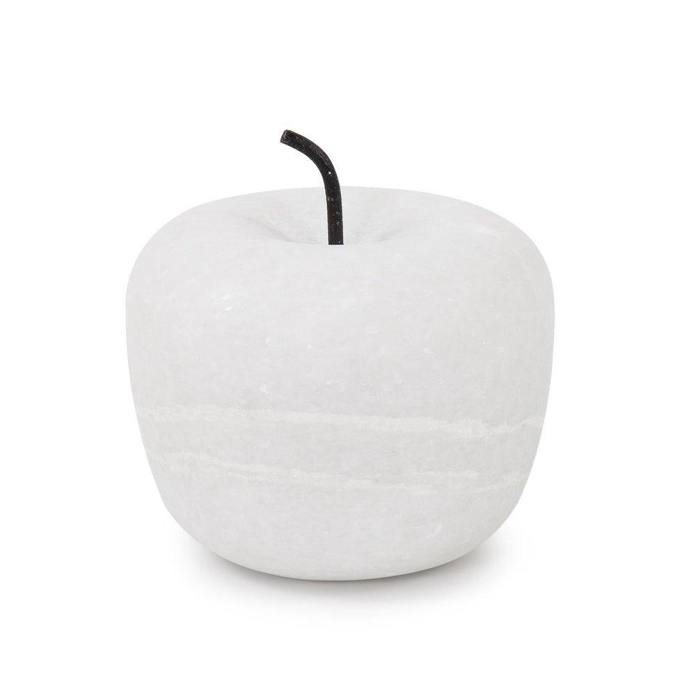 Howard Elliott Newton Apple In Exquisite White Marble – Handcrafted Decorative Piece With Elegant Metal Stem White Marble 130008-howard-elliott