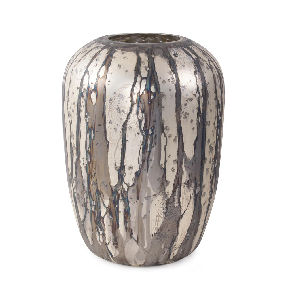 Howard Elliott Callisto Artistic Columnar Glass Vase - Shimmering Gold, Brown & Silver Finish For Stunning Elegance Silver Glass 130041-howard-elliott