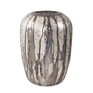Howard Elliott Callisto Artistic Columnar Glass Vase - Shimmering Gold, Brown & Silver Finish For Stunning Elegance Silver Glass 130041-howard-elliott