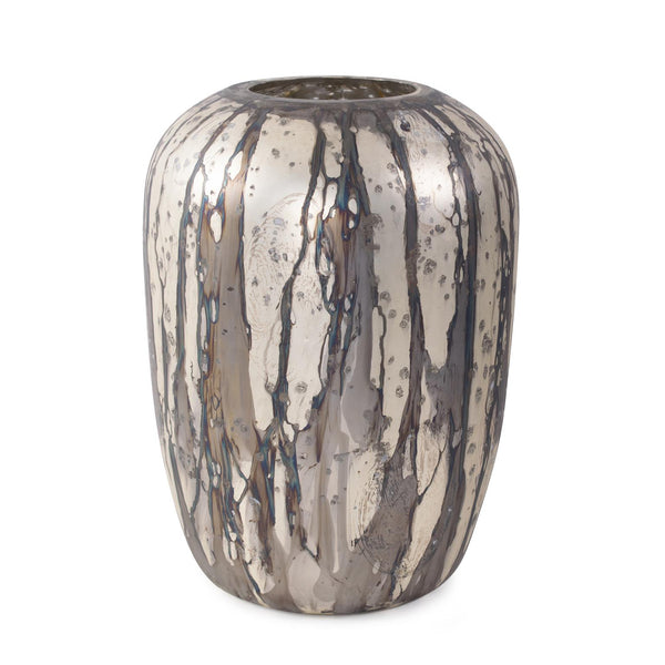 Howard Elliott Callisto Artistic Columnar Glass Vase - Shimmering Gold, Brown & Silver Finish For Stunning Elegance Silver Glass 130041-howard-elliott