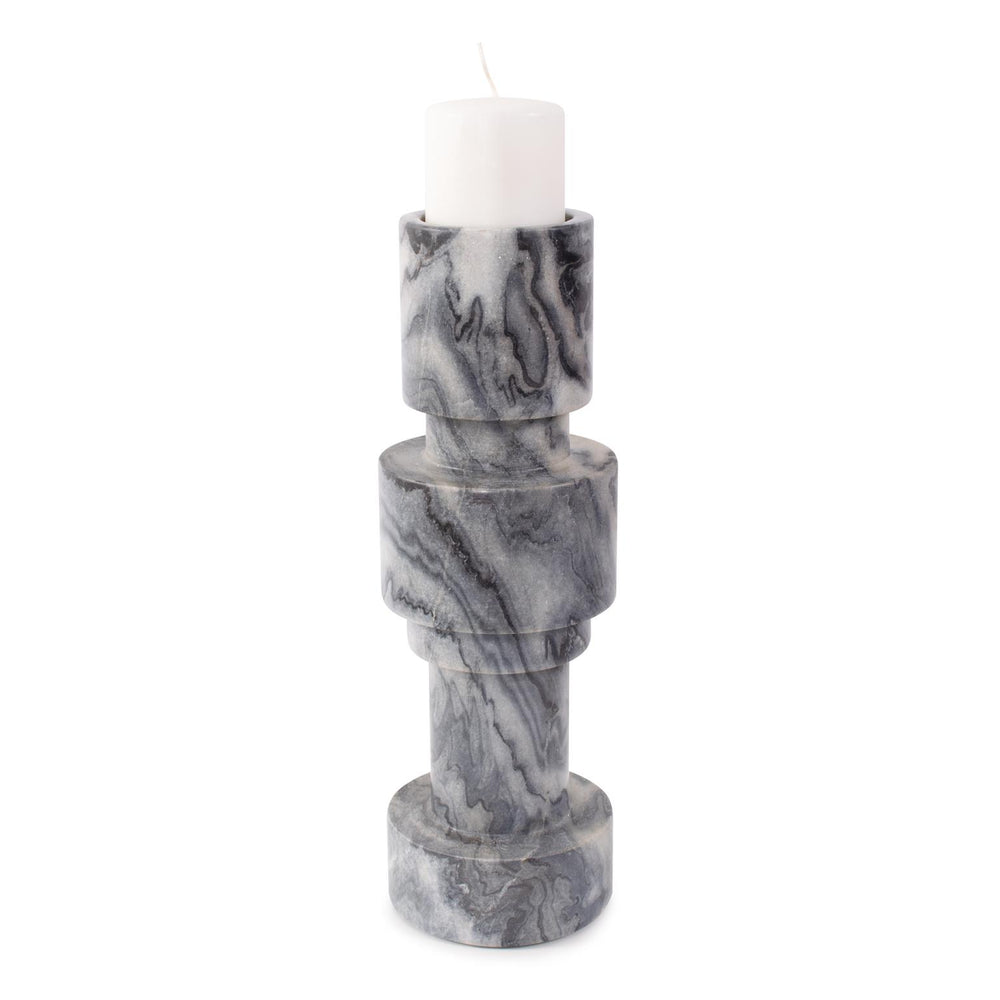 Howard Elliott Modern Clarinda Marble Candle Holder – Elegant Design For Sophisticated Home Décor And Ambiance Gray Marble 130048-howard-elliott