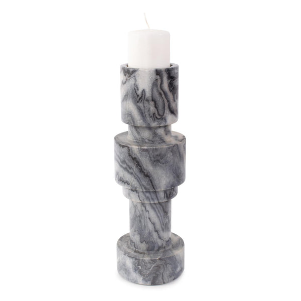 Howard Elliott Modern Clarinda Marble Candle Holder – Elegant Design For Sophisticated Home Décor And Ambiance Gray Marble 130048-howard-elliott