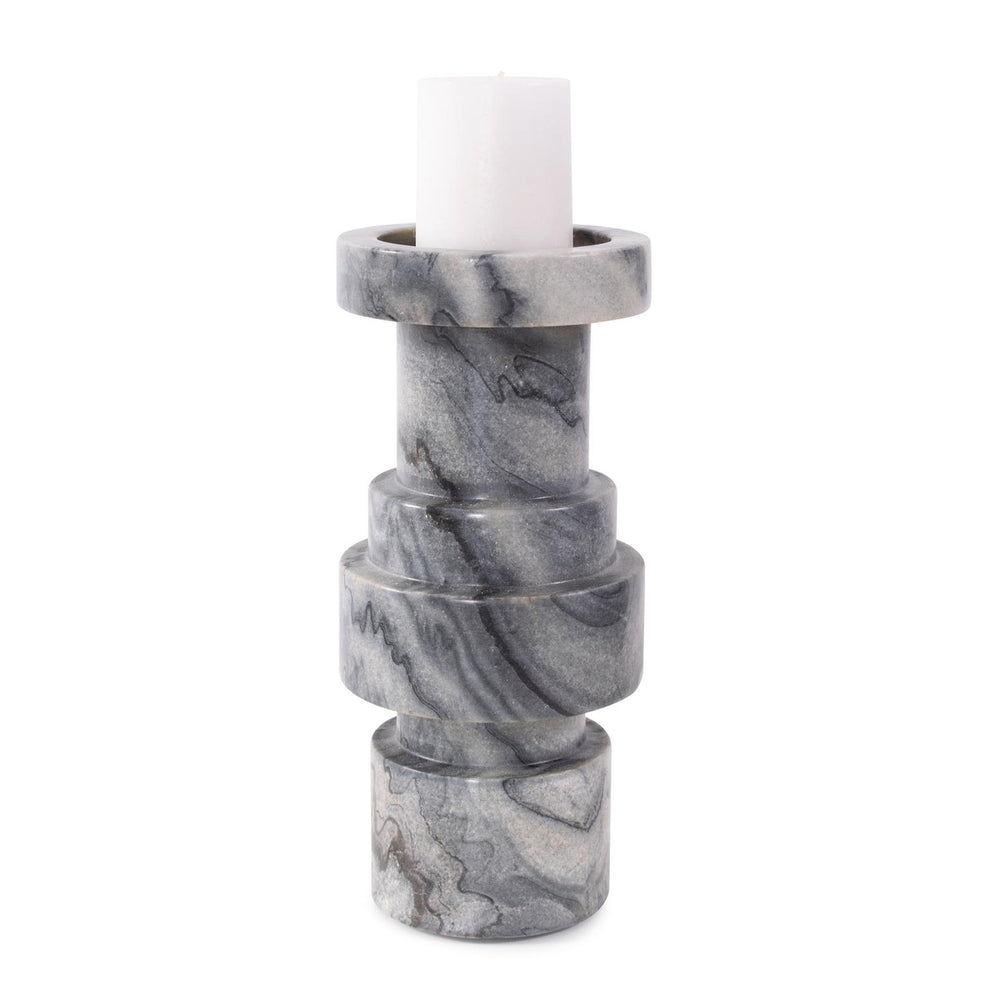 Howard Elliott Modern Clarinda Marble Candle Holder – Elegant Design For Sophisticated Home Décor And Ambiance Gray Marble 130048-howard-elliott