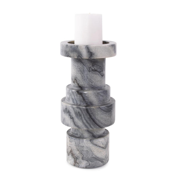 Howard Elliott Modern Clarinda Marble Candle Holder – Elegant Design For Sophisticated Home Décor And Ambiance Gray Marble 130049-howard-elliott