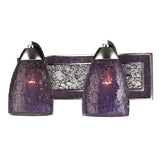 VANITY COLLECTION ELEGANT BATH LIGHTING 2-LIGHT PURPLE CRACKLED GLASS AND BACKPL 1301-2SLV-PLC Elk Lighting