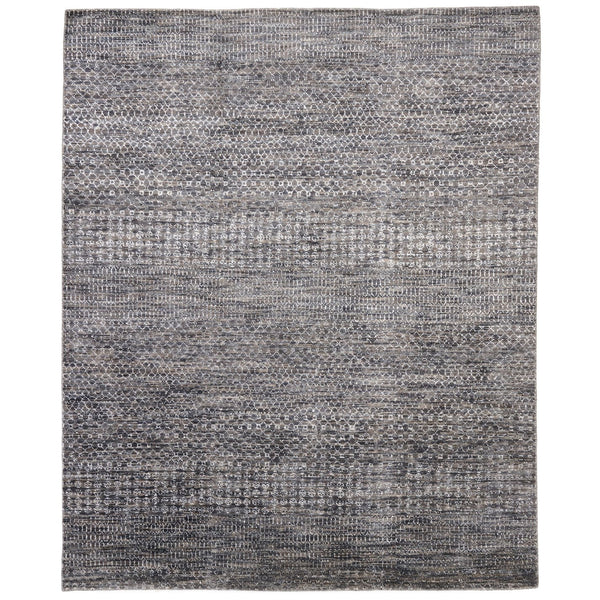 Capel Rugs Veld Hand-knotted Area Rug: Modern Black And White Pattern Inspired By Traditional Pampa Design Stone, Black 70% Wool 30% Viscose 1302rs07060906340