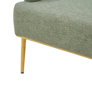 English Elm Modern Chenille Armchair with Curved Back Gold Legs Plush Accent Seat for Any Room Green N763P360684F