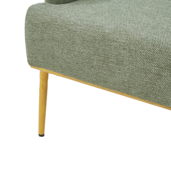 English Elm Modern Chenille Armchair with Curved Back Gold Legs Plush Accent Seat for Any Room Green N763P360684F