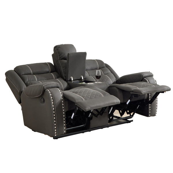 English Elm Recliner Club Chair Microfiber Upholstered with Brass Nailhead Trim for Living Room W3900P386434
