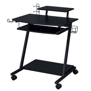 English Elm Black Gaming Desk With Ergonomic Keyboard Tray & Open Storage – Perfect For Home Offices & Gamers! B062P209330