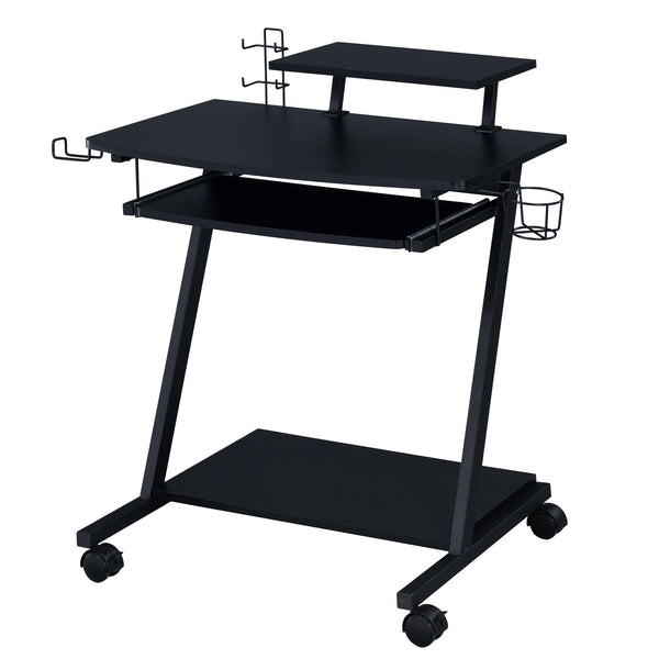 English Elm Black Gaming Desk With Ergonomic Keyboard Tray & Open Storage – Perfect For Home Offices & Gamers! B062P209330