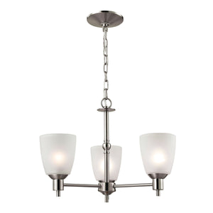 Thomas Lighting Jackson Three Light Chandelier Brushed Metal with White Glass for Dining Entryway Nickel 20 inches 1303CH/20