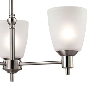 Thomas Lighting Jackson Three Light Chandelier Brushed Metal with White Glass for Dining Entryway Nickel 20 inches 1303CH/20