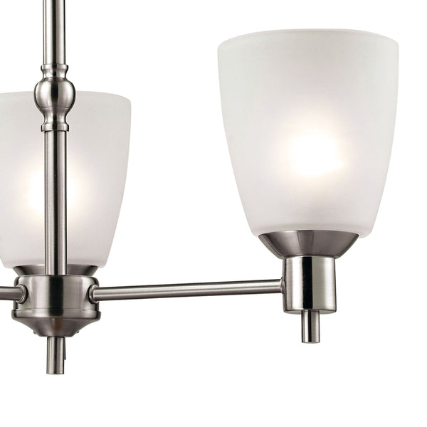 Thomas Lighting Jackson Three Light Chandelier Brushed Metal with White Glass for Dining Entryway Nickel 20 inches 1303CH/20