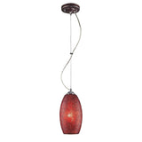 Bellisimo 7'' Wide 1-Light Mini Pendant - Satin Silver and Red Crackled Glass 1304-1RDC Elk Lighting