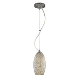 Bellisimo 7'' Wide 1-Light Mini Pendant - Satin Silver and White Crackled Glass 1304-1WHC Elk Lighting