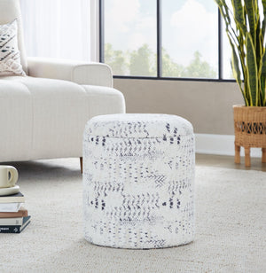 English Elm 18" Cotton Textured Storage Ottoman Chunky High Pile Footrest for Living Room Ivory B202P471516