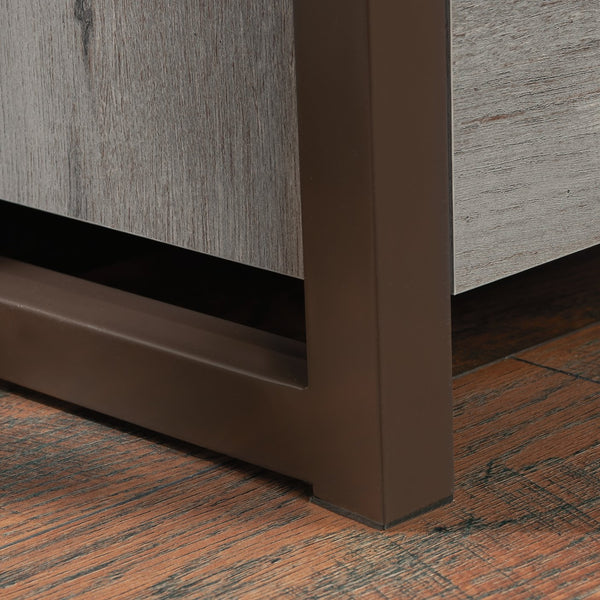 English Elm Narrow Bookcase - Stylish Brown Oak Finish With Locking Drawers For Secure Storage In Small Spaces B356P367966