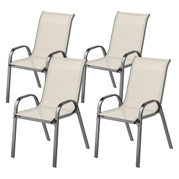 English Elm Stackable Outdoor Dining Chairs Set of 4 Mesh Back Patio Seating with Steel Frame T3971P444964