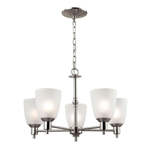 Thomas Lighting Jackson Three Light Chandelier Brushed Metal with White Glass for Dining Entryway Nickel 22 inches 1305CH/20