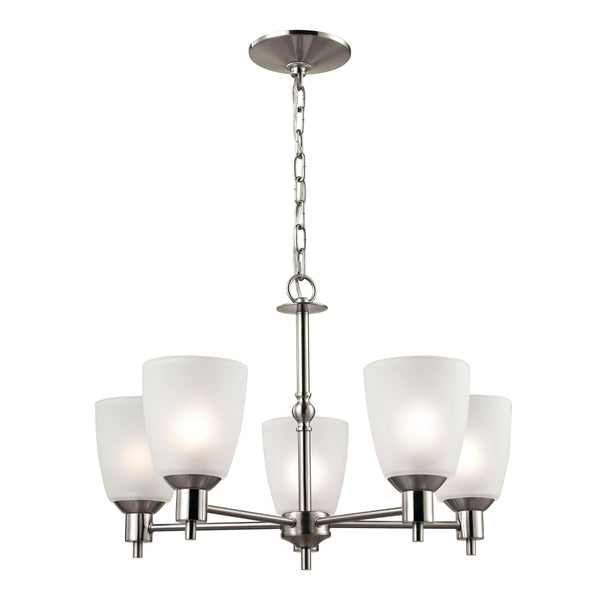 Thomas Lighting Jackson Three Light Chandelier Brushed Metal with White Glass for Dining Entryway Nickel 22 inches 1305CH/20
