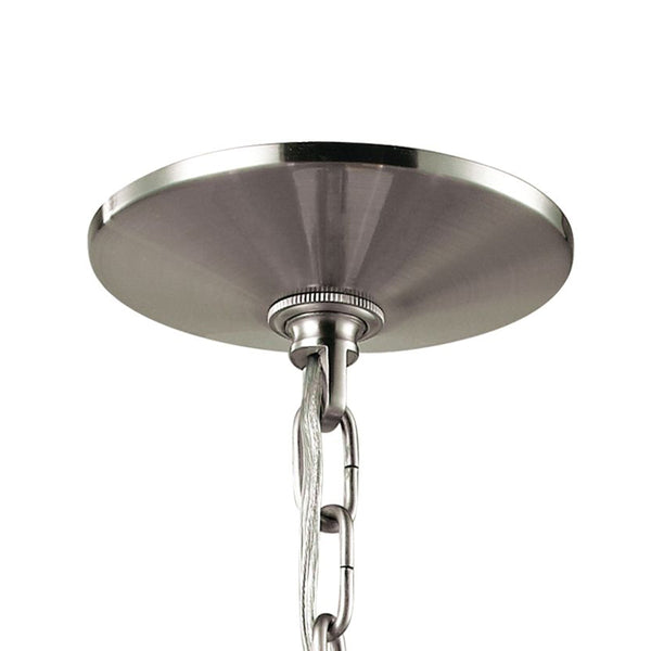 Thomas Lighting Jackson Three Light Chandelier Brushed Metal with White Glass for Dining Entryway Nickel 22 inches 1305CH/20