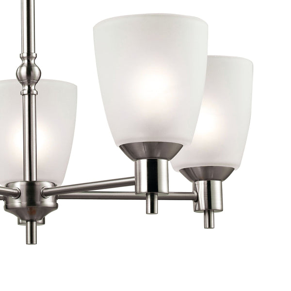 Thomas Lighting Jackson Three Light Chandelier Brushed Metal with White Glass for Dining Entryway Nickel 22 inches 1305CH/20
