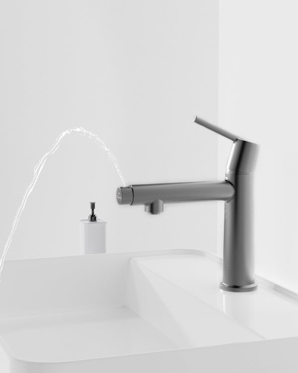English Elm Gun Gray Single Handle Bathroom Faucet - Modern Design With Dual Flow Modes For Versatile Use T3177P289658