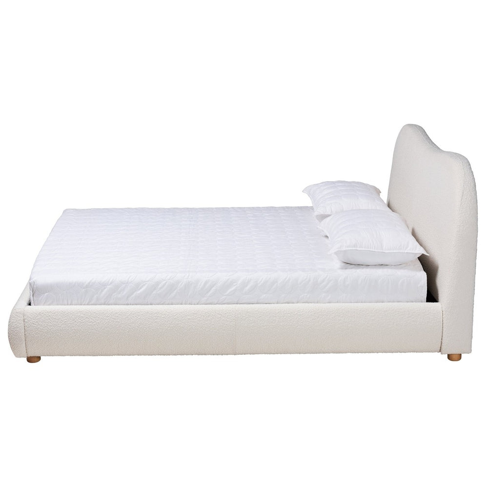 Baxton Studio Baxton Studio Maya Queen Platform Bed - Cozy Mid-Century Modern Cream Boucle & Oak Brown Design BBT61130-Maya-Cream/Oak-Queen