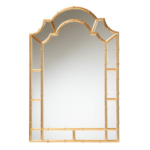 Baxton Studio Baxton Studio Bedivere Luxe Antique Goldleaf Metal Accent Mirror - Glamorous Arch Design for Elegance RXW-10738