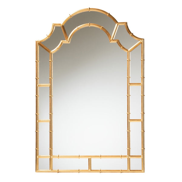 Baxton Studio Baxton Studio Bedivere Luxe Antique Goldleaf Metal Accent Mirror - Glamorous Arch Design for Elegance RXW-10738
