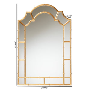 Baxton Studio Baxton Studio Bedivere Luxe Antique Goldleaf Metal Accent Mirror - Glamorous Arch Design for Elegance RXW-10738