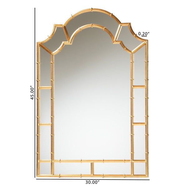 Baxton Studio Baxton Studio Bedivere Luxe Antique Goldleaf Metal Accent Mirror - Glamorous Arch Design for Elegance RXW-10738
