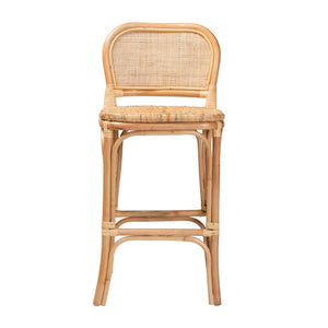Baxton Studio bali Modern Bohemian Natural Brown Rattan Bar Stool - Handcrafted Comfort for Stylish Spaces Adrena-Rattan-BS