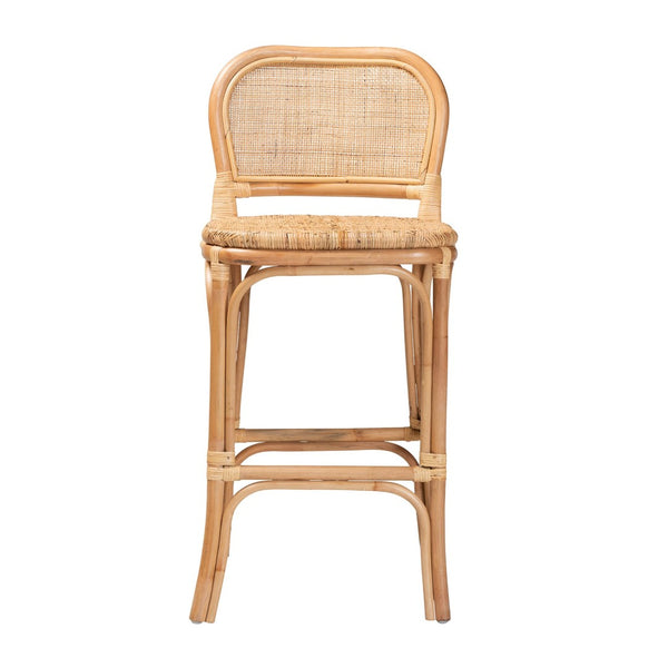 Baxton Studio bali Modern Bohemian Natural Brown Rattan Bar Stool - Handcrafted Comfort for Stylish Spaces Adrena-Rattan-BS