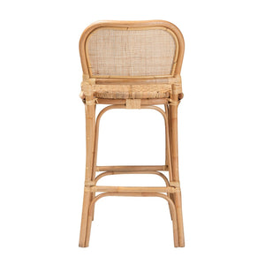 Baxton Studio bali Modern Bohemian Natural Brown Rattan Bar Stool - Handcrafted Comfort for Stylish Spaces Adrena-Rattan-BS
