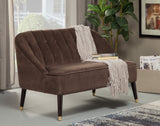IDEAZ 1306APA Brown Upholstered Button Tufted Bench Brown Upholstery with Brown and Gold Legs 1306APA