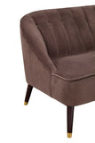 IDEAZ 1306APA Brown Upholstered Button Tufted Bench Brown Upholstery with Brown and Gold Legs 1306APA