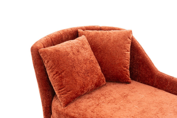 English Elm 58'' Chenille Chaise Lounge with Footstool Pocket Spring Comfort for Bedroom Living Room Red W2363S00088